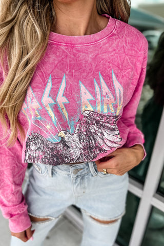 *Free Bird Mineral Washed Pink Graphic Sweatshirt - Simply Me Boutique