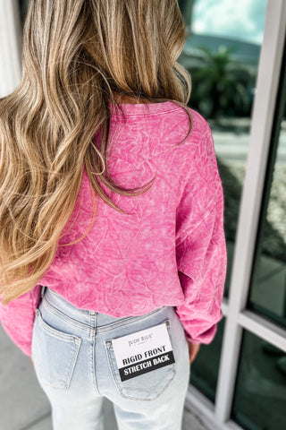 *Free Bird Mineral Washed Pink Graphic Sweatshirt - Simply Me Boutique