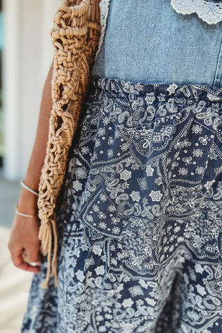 Free Spirit Paisley Lace Trim Wide Leg Overalls - Simply Me Boutique