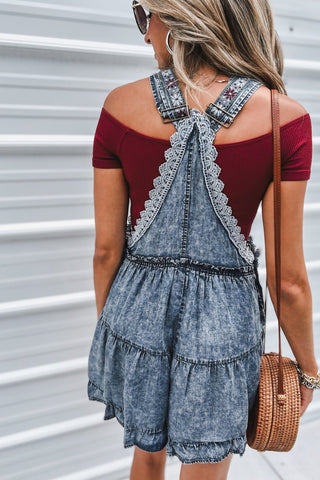 Free Spirit Short Denim Romper - Simply Me Boutique