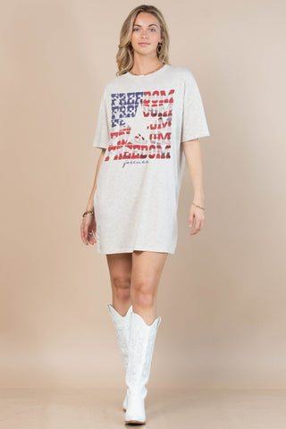 Freedom American Flag Print Oversized Shirt Dress - Simply Me Boutique