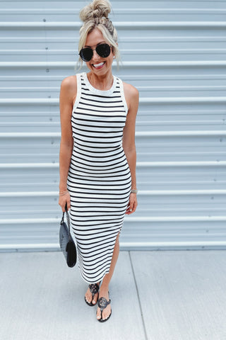 Fresh Vibes Black Striped Bodycon Dress - Simply Me Boutique