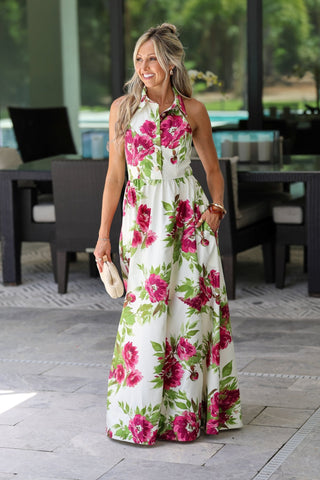 Garden Gala Halter Maxi Dress - Simply Me Boutique