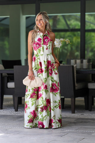 Garden Gala Halter Maxi Dress - Simply Me Boutique