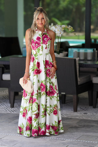 Garden Gala Halter Maxi Dress - Simply Me Boutique