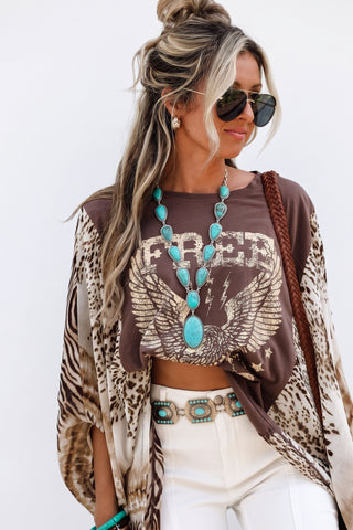 Western Long Pendant Turquoise Necklace