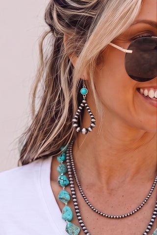 Western Bead Turquoise Earrings