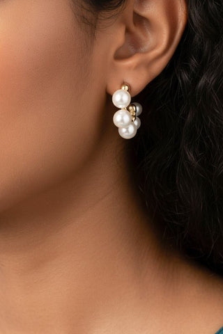Glass Pearl Hoop Earrings - Simply Me Boutique