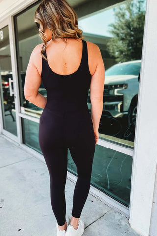 *Going the Extra Mile Bodycon Black Jumpsuit - Simply Me Boutique