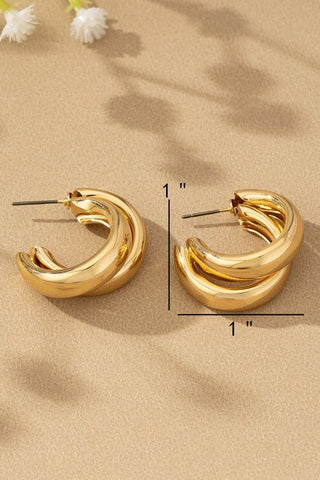 Gold Double Layer Hoop Earrings - Simply Me Boutique