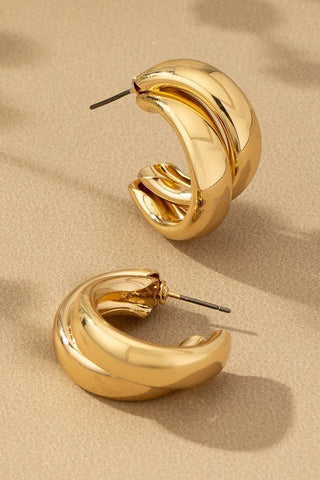 Gold Double Layer Hoop Earrings - Simply Me Boutique