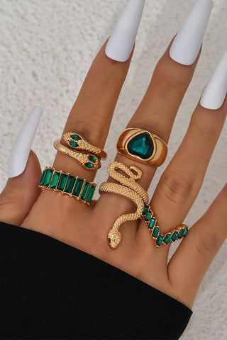 Gold Green Snake Ring Set - Simply Me Boutique