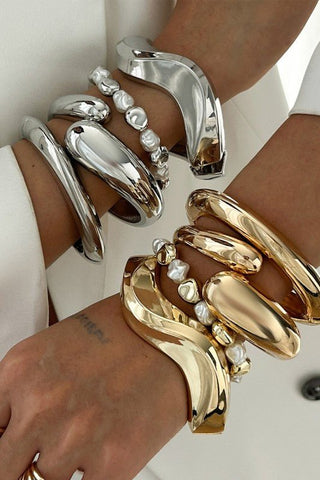 Gold Molten Wave Bangle Bracelet - Simply Me Boutique