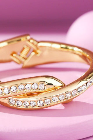 Gold Pave Braided Metal Hinge Cuff Bracelet - Simply Me Boutique
