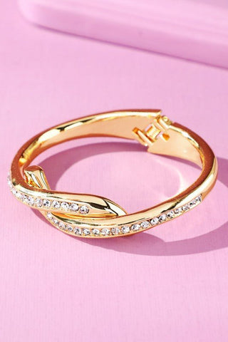 Gold Pave Braided Metal Hinge Cuff Bracelet - Simply Me Boutique