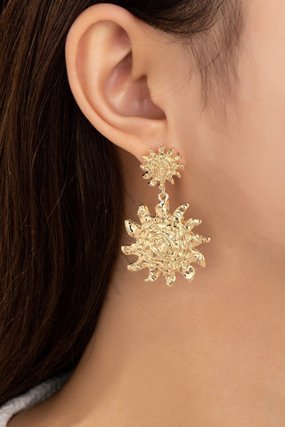 Gold Textured Sun Drop Earrings - Simply Me Boutique