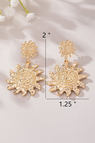 Gold Textured Sun Drop Earrings - Simply Me Boutique