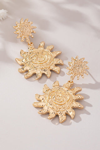 Gold Textured Sun Drop Earrings - Simply Me Boutique