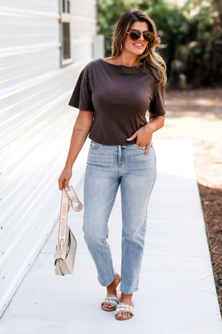 Good Luck Babe Brown Knit Top - Simply Me Boutique