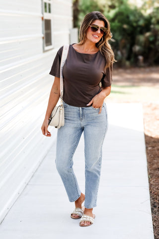 Good Luck Babe Brown Knit Top - Simply Me Boutique