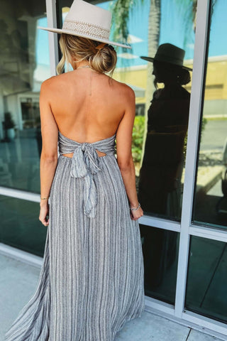 Gotta Move On Tie Back Striped Maxi Dress - Simply Me Boutique