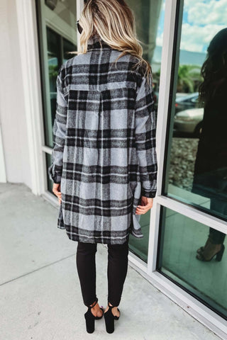 Gracelyn Long Line Plaid Jacket - Simply Me Boutique