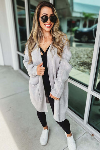 Grey Skull Print Sweater Cardigan - Simply Me Boutique