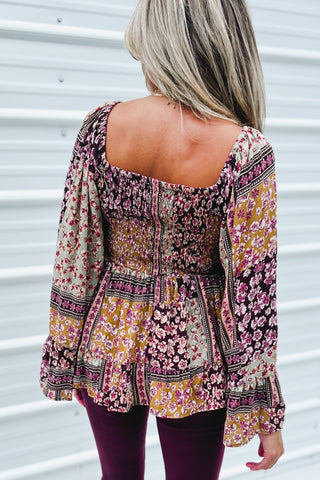 Gypsy Rose Bell Sleeves Lace Trim Top - Simply Me Boutique