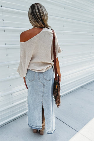 Harper High Rise Ripped Rigid Cotton Denim Skirt - Simply Me Boutique