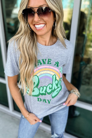 Have A Lucky Day Rainbow St Patrick's Graphic Tee - Simply Me Boutique