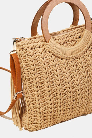 Hoop Handle Crochet Knit Tote Bag 2 COLORS! - Simply Me Boutique