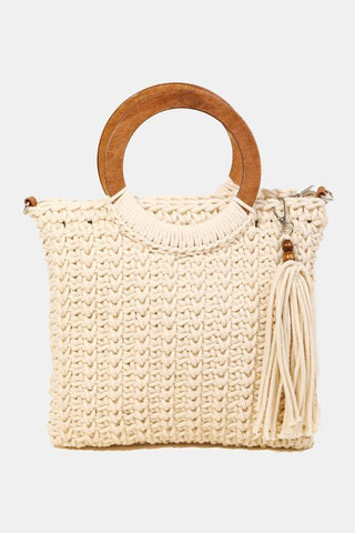 Hoop Handle Crochet Knit Tote Bag 2 COLORS! - Simply Me Boutique