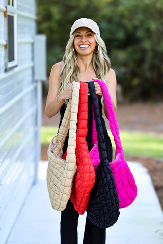Hot Pink Quilted Carryall Bag - Simply Me Boutique