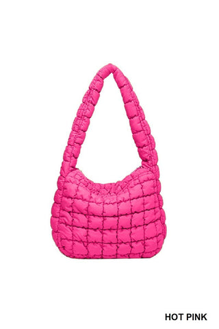 Hot Pink Quilted Carryall Bag - Simply Me Boutique