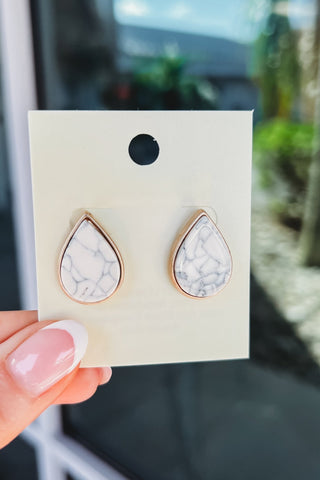 Howlite Teardrop Stud Earrings - Simply Me Boutique