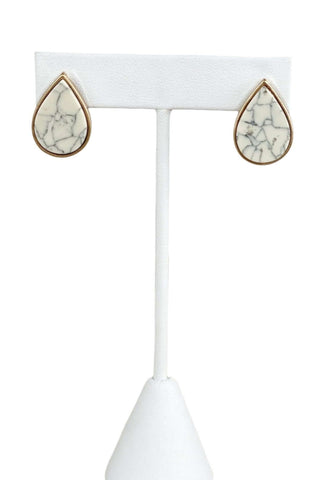 Howlite Teardrop Stud Earrings - Simply Me Boutique