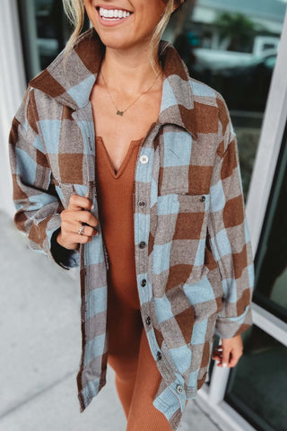 Iced Coffee Plaid Shacket - Simply Me Boutique