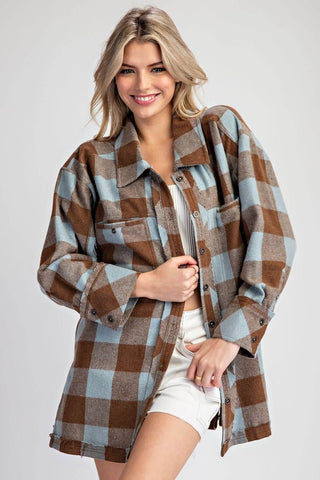 Iced Coffee Plaid Shacket - Simply Me Boutique