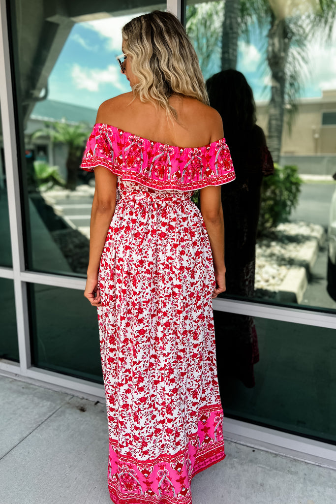 Dance With Me Red Floral Maxi Dress
