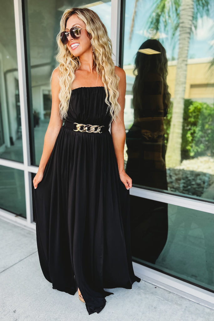 (More colors) Grecian Vibes Belted Chain Maxi Dress