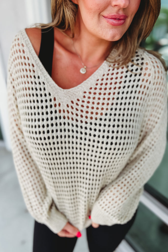 Hold on to Happiness Lurex Open Knit Sweater