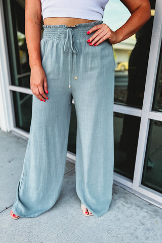 Call it a Day Smocked Waist Linen Pants