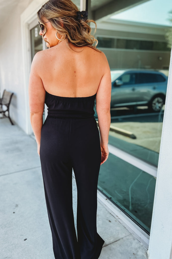 (More colors) Island Girl Strapless Belted Jumpsuit