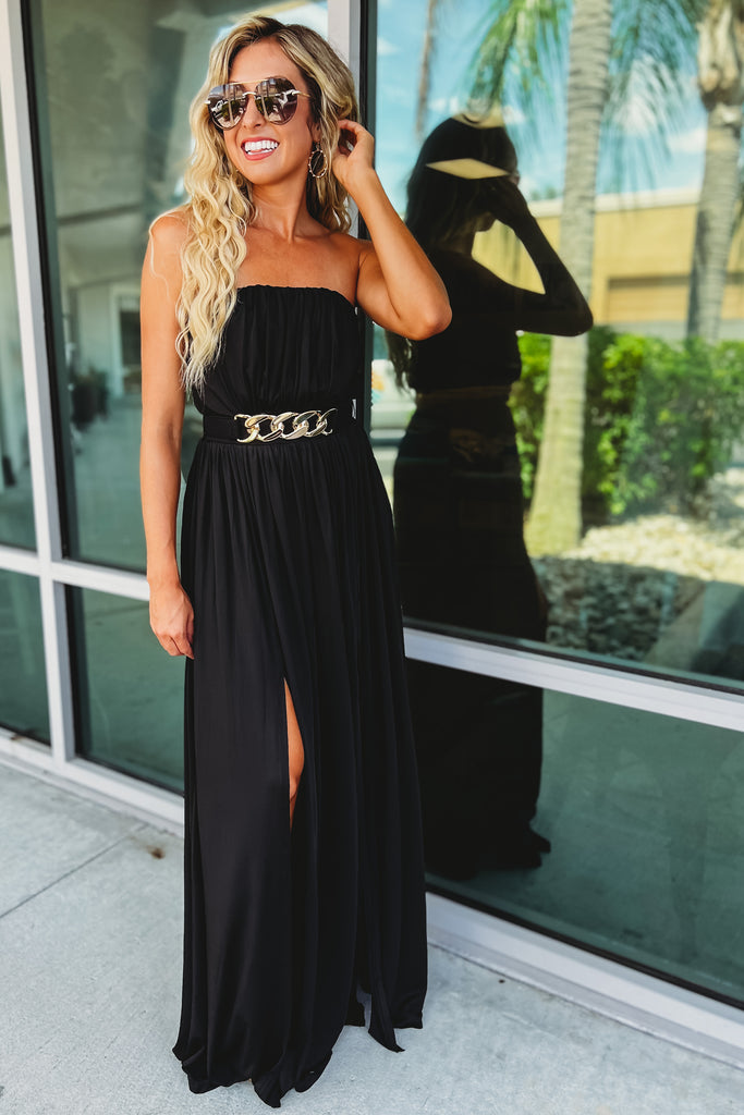 (More colors) Grecian Vibes Belted Chain Maxi Dress