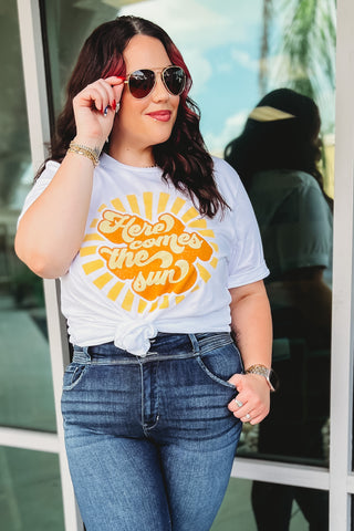 Here Comes the Sun Vintage White Graphic Tee