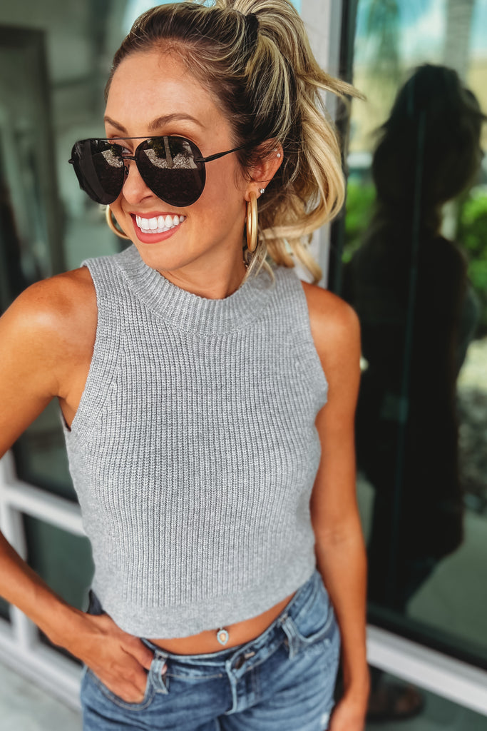 Shadow Of Doubt Heather Grey Cropped Sweater Tank