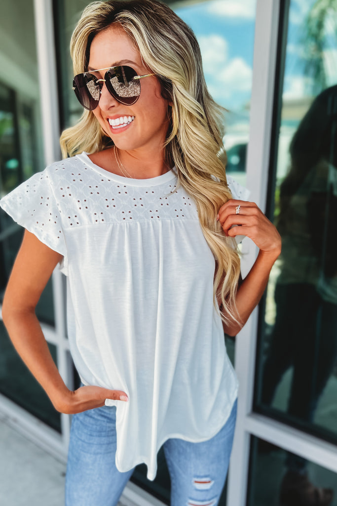 Find Yourself Ivory Eyelet Top