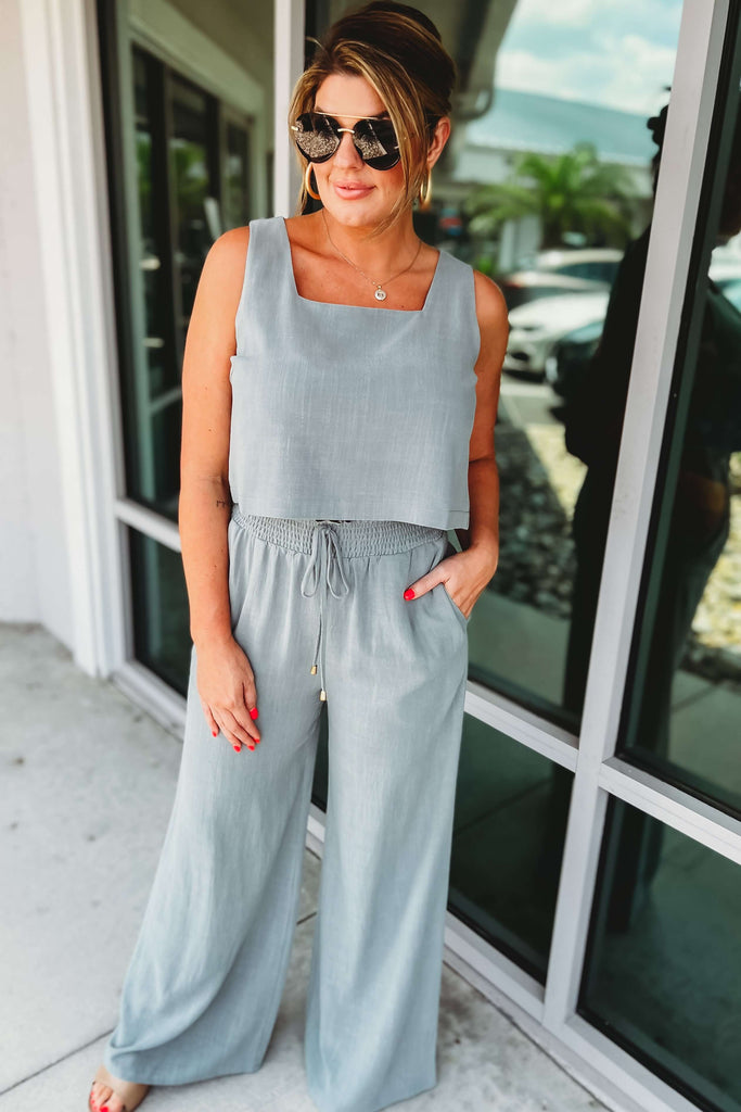 (More colors) Call it a Day Smocked Waist Wide Leg Linen Pants
