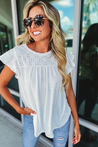 Find Yourself Ivory Eyelet Top