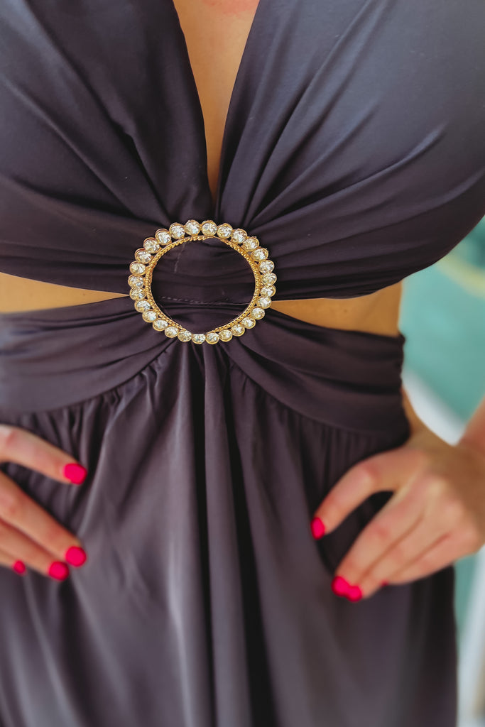 (More colors) Effortless Beauty O Ring Cutout Midi Dress